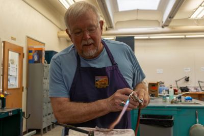 Students work on metal art projects