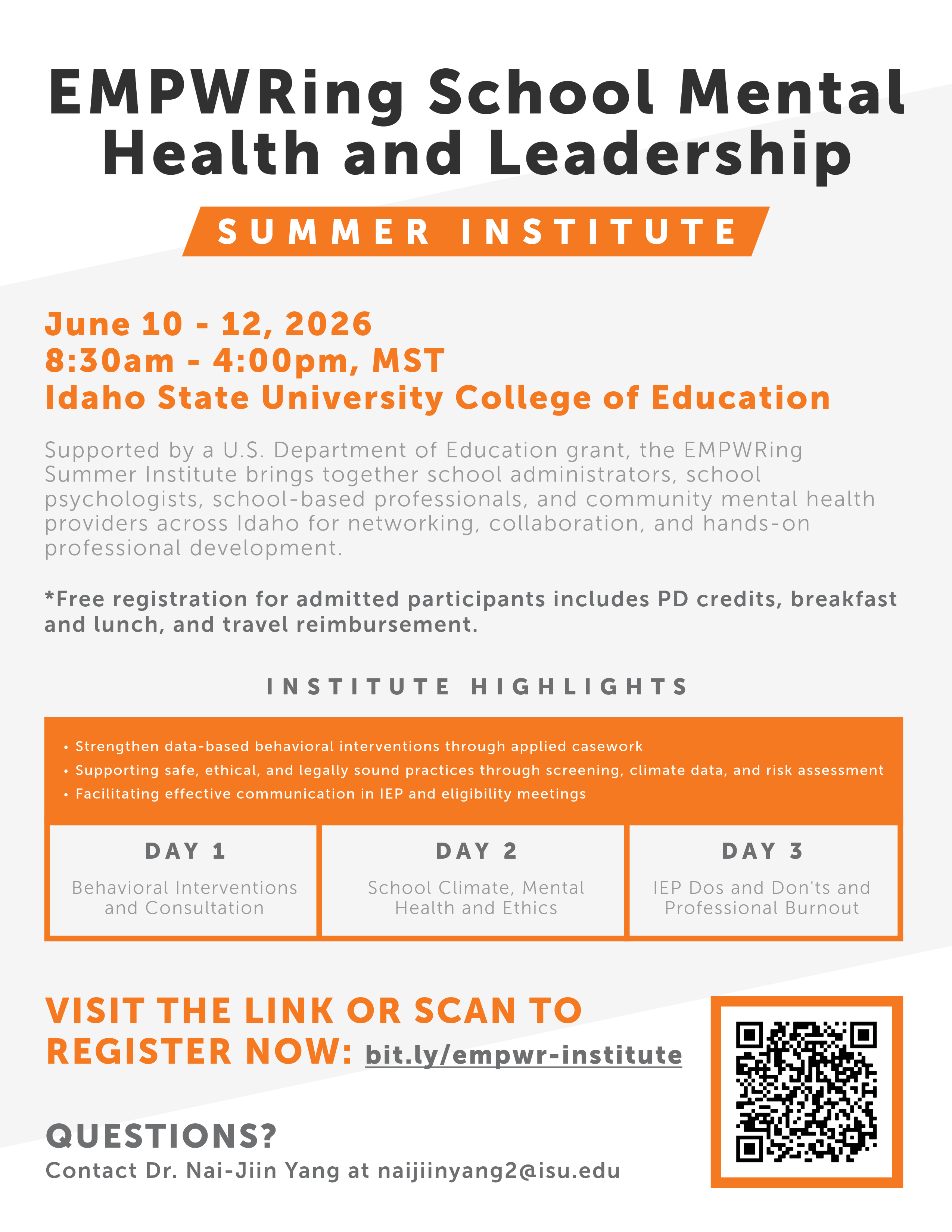 An RSVP of an upcoming school psychology and educational leadership event