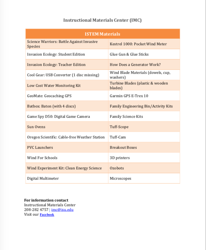 IMC ISTEM Materials document