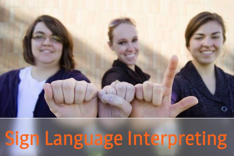 Sign language student practicing signs
