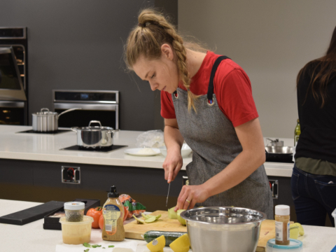 Students learn basic cooking skills