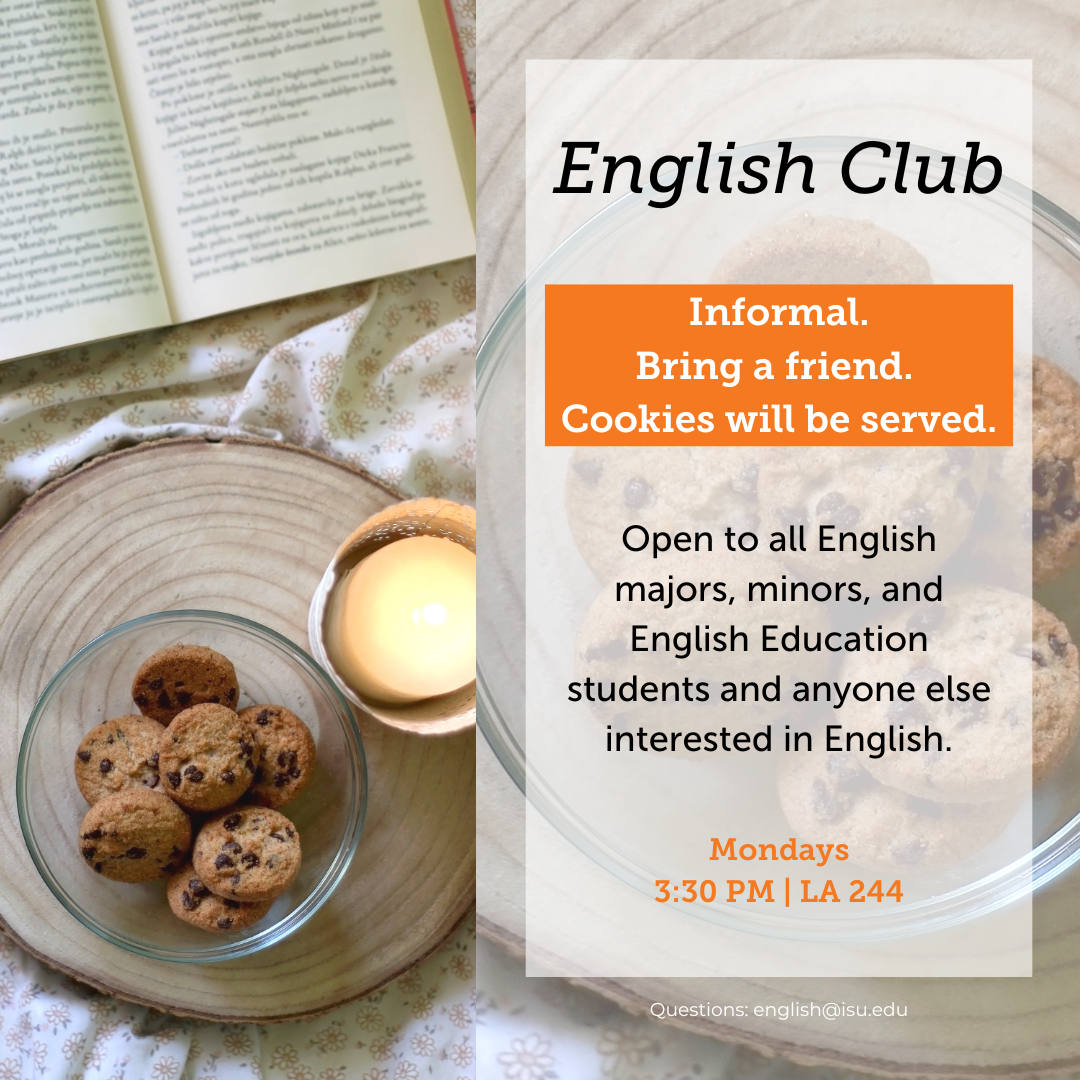 books in a circle with information about the meeting of the Pages English club