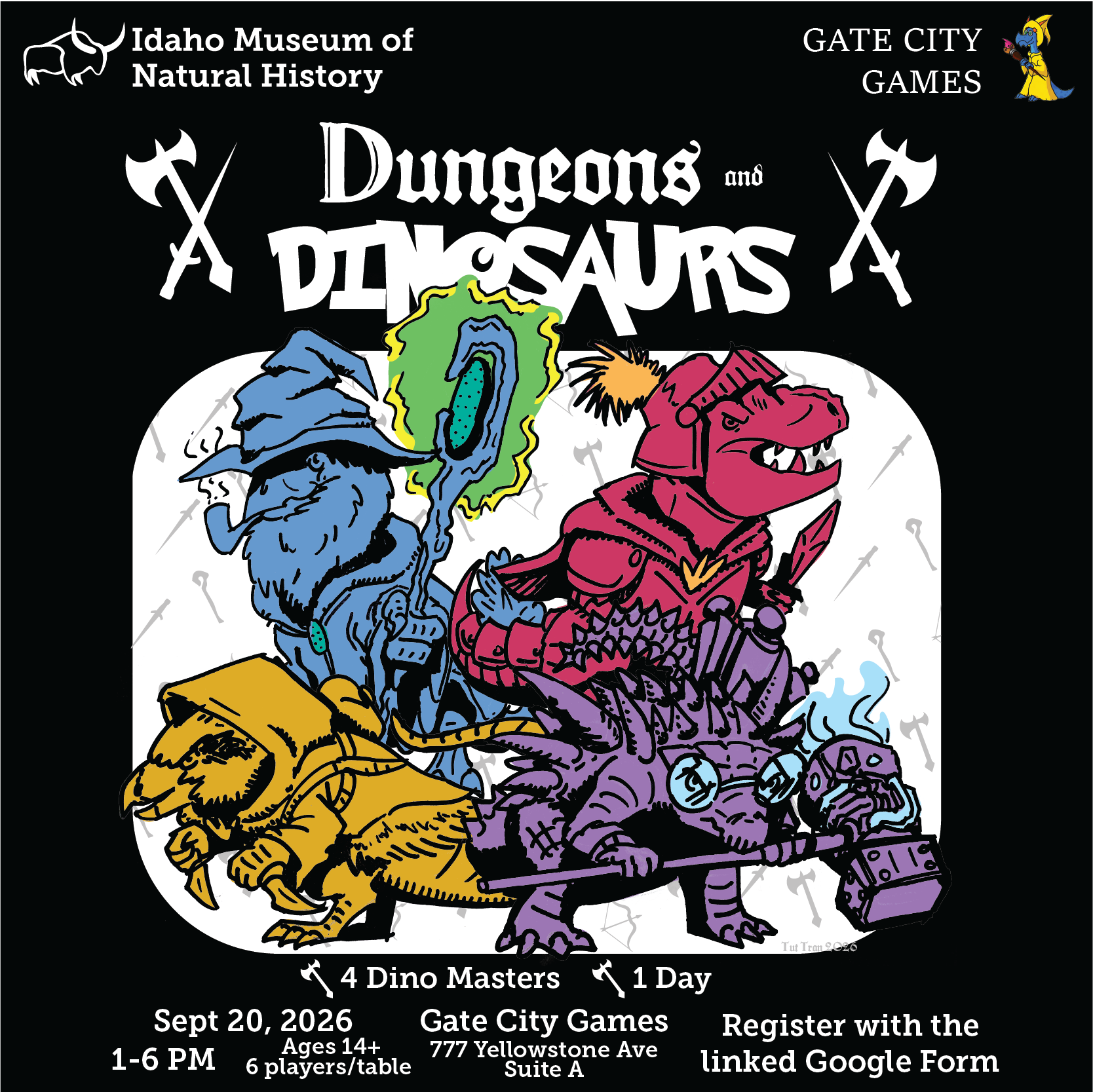 Dungeon and Dragon characters getting ready to do battle with black background