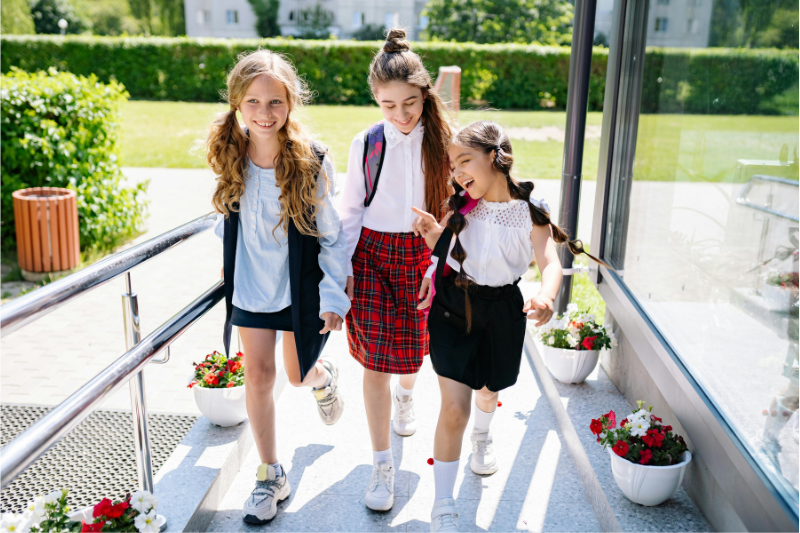 Group of schoolchildren walking