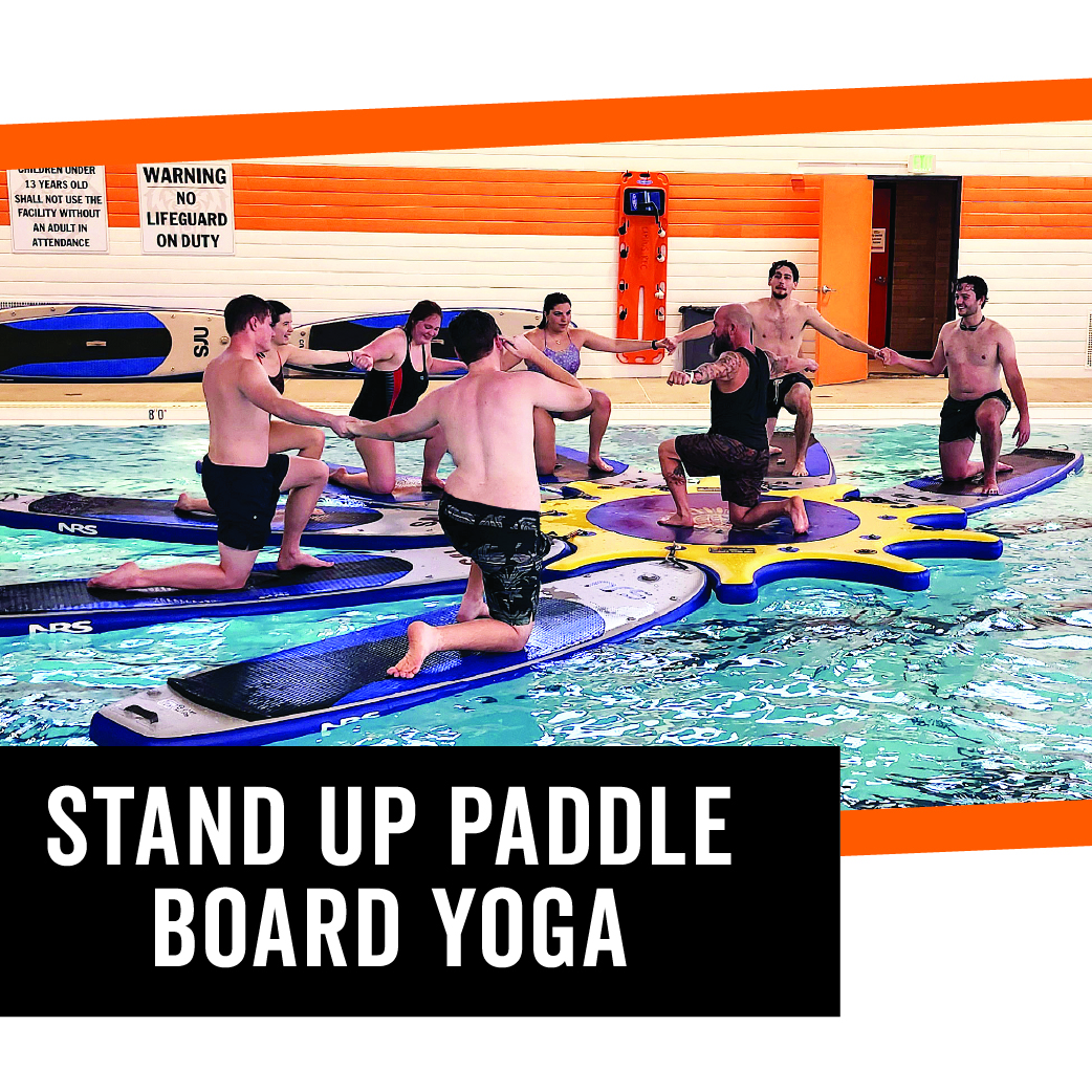 Stand Up Paddleboard Yoga in a pool
