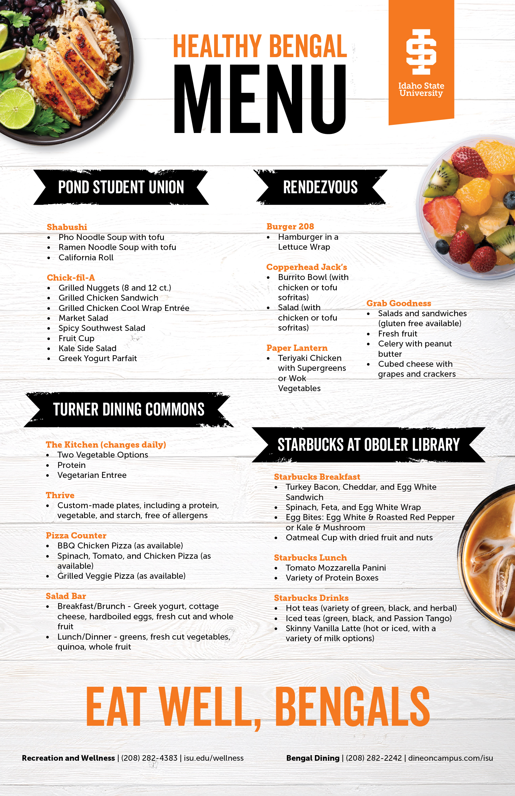 An image of the Healthy Bengal Menu