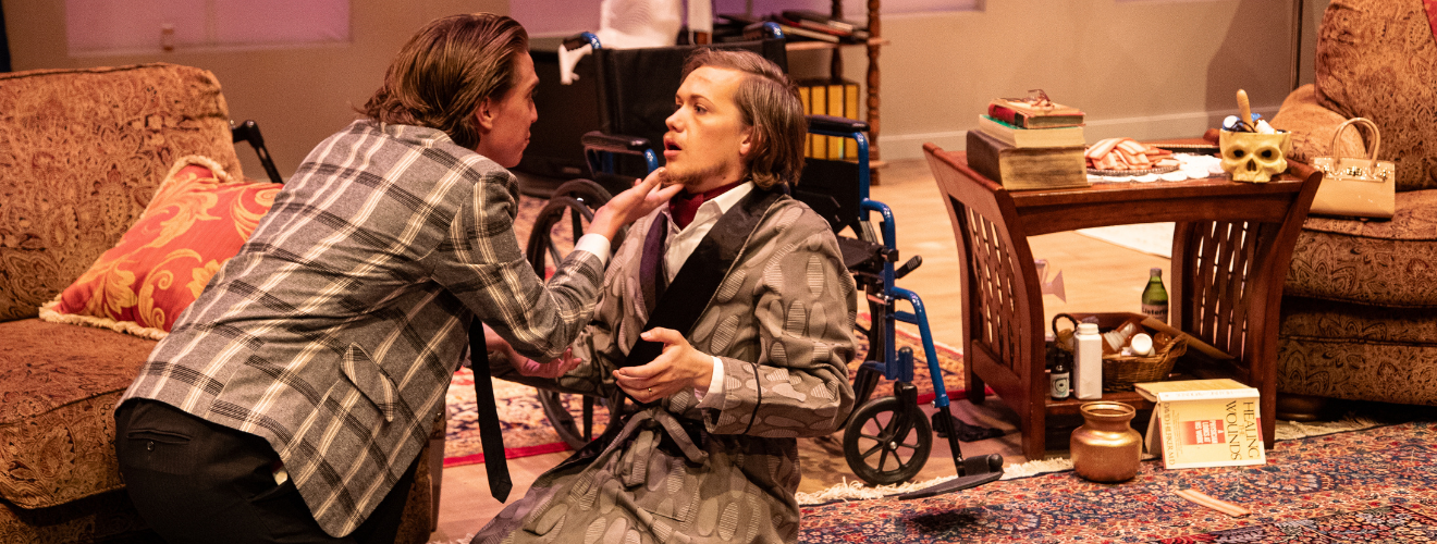 Actors onstage portray having a fight