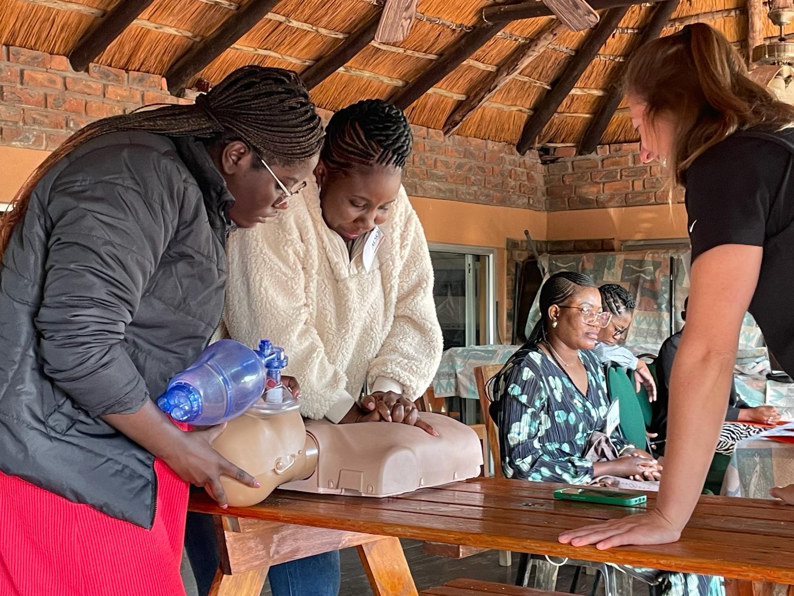 Health care workers and ISU physician residents train in Namibia