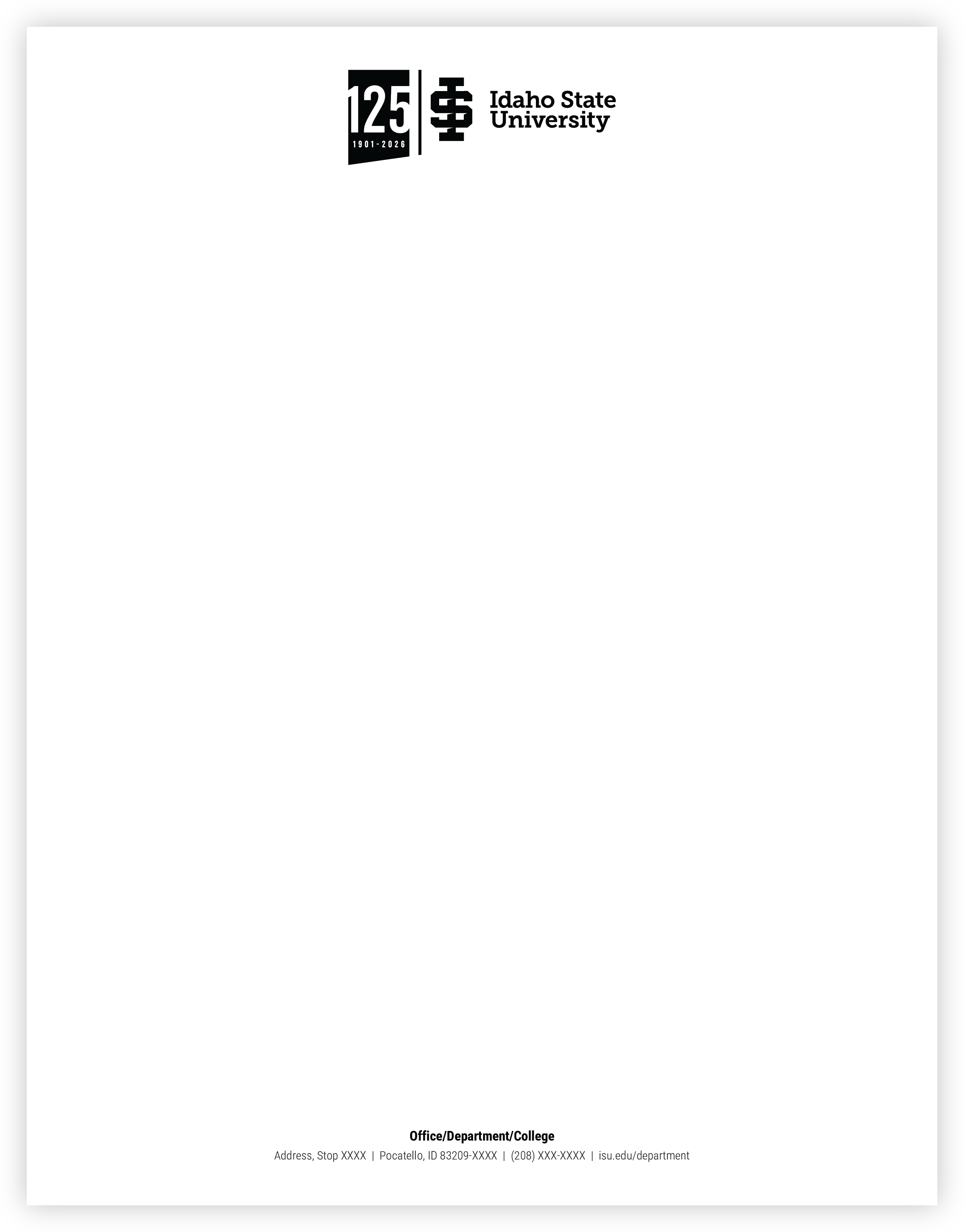 ISU 125th Anniversary Letterhead in black and white