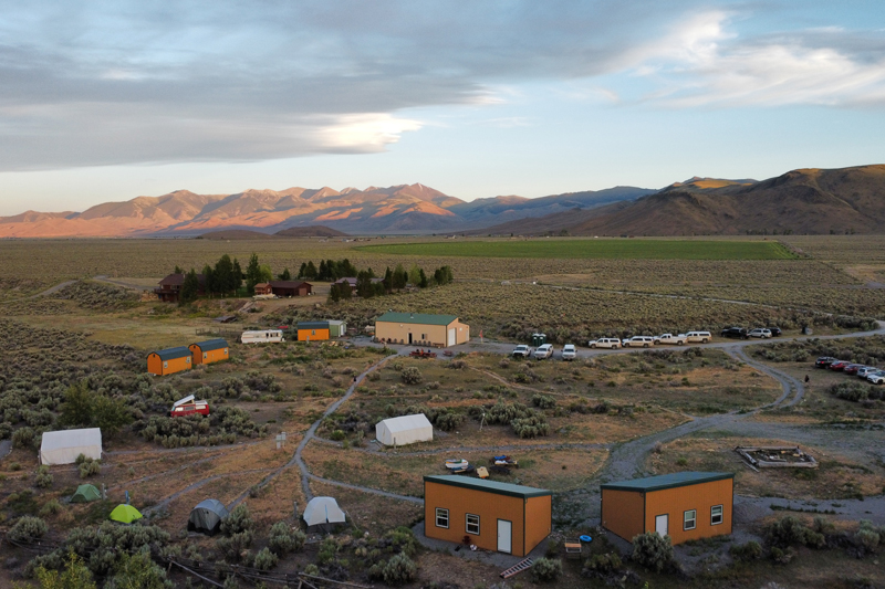 Aerial view of geology field camp